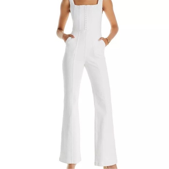 Alice + Olivia Pants - Chic ALICE + Olivia White Vegan Leather Jumpsuit